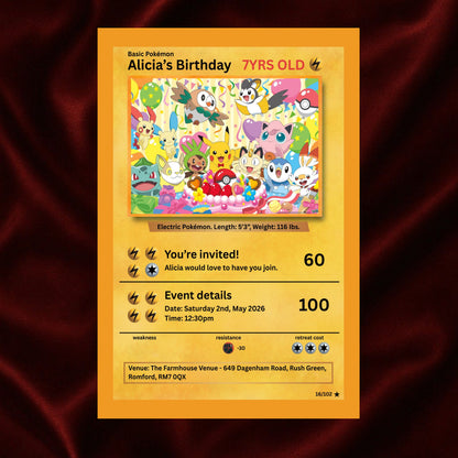 Pokémon Birthday Invite Card Template | Digital Kids Party Invite | Canva Template