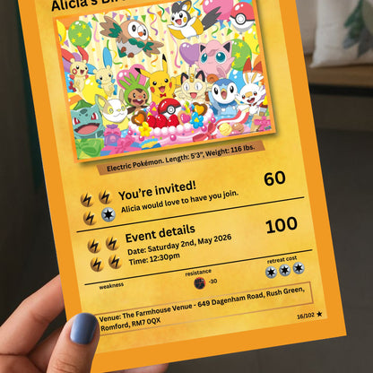 Pokémon Birthday Invite Card Template | Digital Kids Party Invite | Canva Template