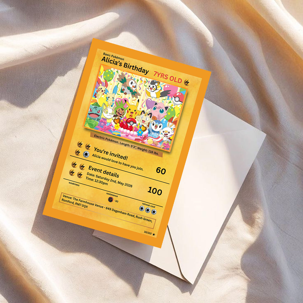 Pokémon Birthday Invite Card Template | Digital Kids Party Invite | Canva Template